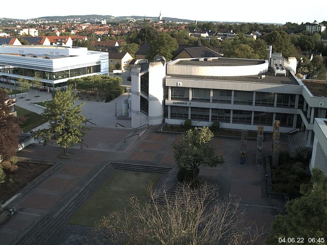 Foto der Webcam: Verwaltungsgeb&auml;ude, Innenhof mit Audimax, H&ouml;rsaal-Geb&auml;ude 1