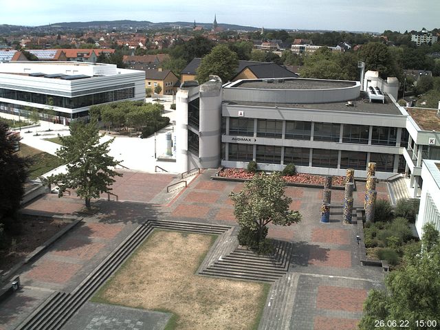 Foto der Webcam: Verwaltungsgeb&auml;ude, Innenhof mit Audimax, H&ouml;rsaal-Geb&auml;ude 1