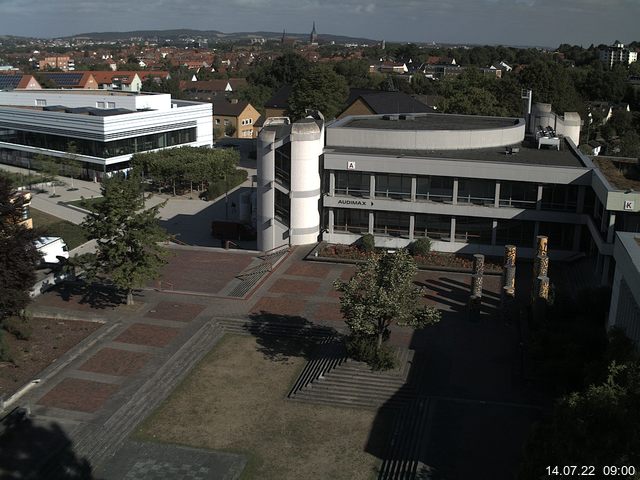 Foto der Webcam: Verwaltungsgeb&auml;ude, Innenhof mit Audimax, H&ouml;rsaal-Geb&auml;ude 1