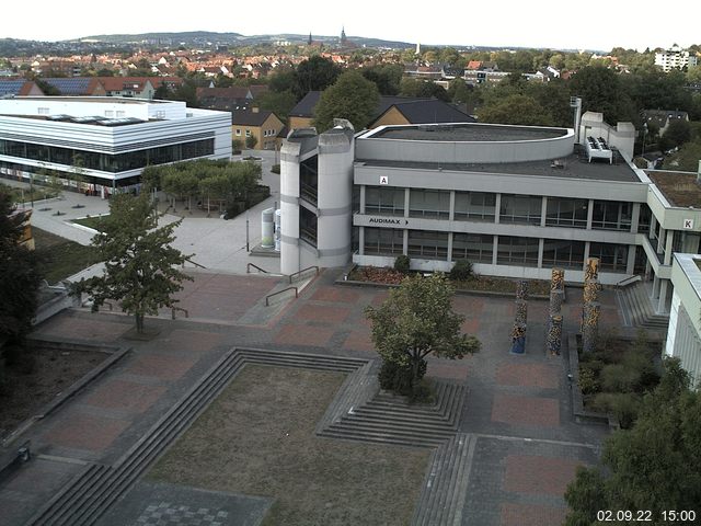 Foto der Webcam: Verwaltungsgeb&auml;ude, Innenhof mit Audimax, H&ouml;rsaal-Geb&auml;ude 1