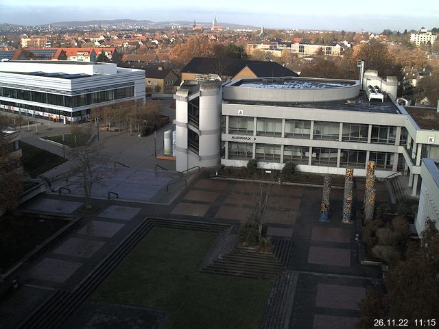 Foto der Webcam: Verwaltungsgeb&auml;ude, Innenhof mit Audimax, H&ouml;rsaal-Geb&auml;ude 1