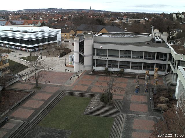 Foto der Webcam: Verwaltungsgeb&auml;ude, Innenhof mit Audimax, H&ouml;rsaal-Geb&auml;ude 1