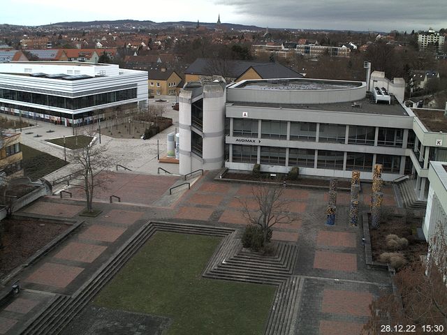 Foto der Webcam: Verwaltungsgeb&auml;ude, Innenhof mit Audimax, H&ouml;rsaal-Geb&auml;ude 1