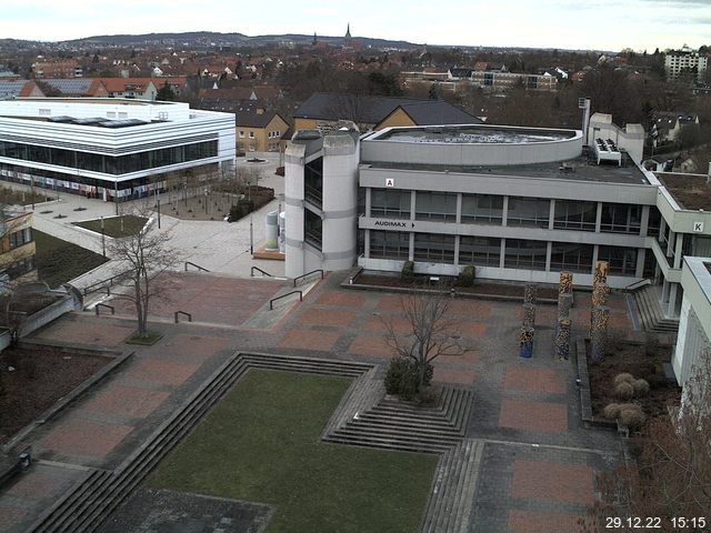 Foto der Webcam: Verwaltungsgeb&auml;ude, Innenhof mit Audimax, H&ouml;rsaal-Geb&auml;ude 1