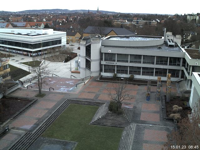 Foto der Webcam: Verwaltungsgeb&auml;ude, Innenhof mit Audimax, H&ouml;rsaal-Geb&auml;ude 1