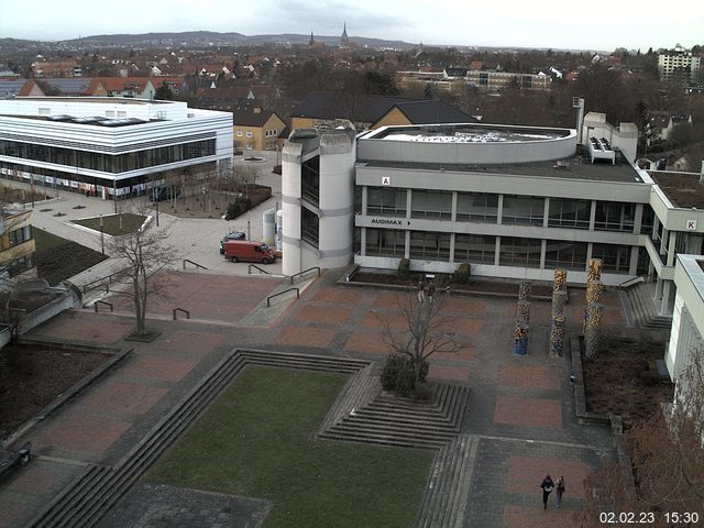 Foto der Webcam: Verwaltungsgeb&auml;ude, Innenhof mit Audimax, H&ouml;rsaal-Geb&auml;ude 1