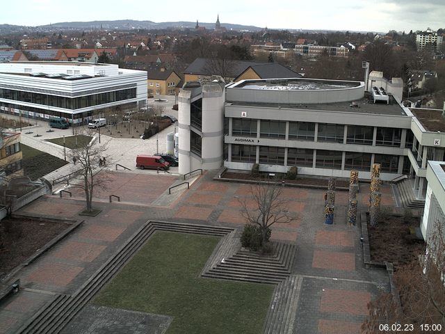 Foto der Webcam: Verwaltungsgeb&auml;ude, Innenhof mit Audimax, H&ouml;rsaal-Geb&auml;ude 1