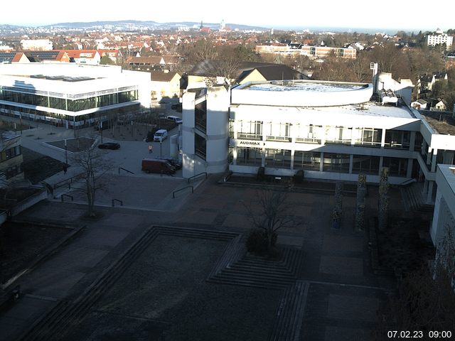 Foto der Webcam: Verwaltungsgeb&auml;ude, Innenhof mit Audimax, H&ouml;rsaal-Geb&auml;ude 1