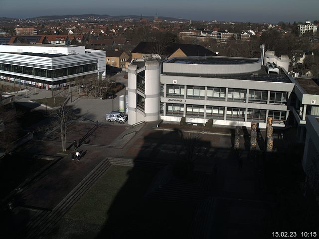 Foto der Webcam: Verwaltungsgeb&auml;ude, Innenhof mit Audimax, H&ouml;rsaal-Geb&auml;ude 1