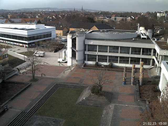 Foto der Webcam: Verwaltungsgeb&auml;ude, Innenhof mit Audimax, H&ouml;rsaal-Geb&auml;ude 1