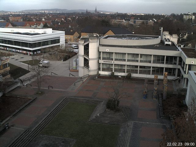 Foto der Webcam: Verwaltungsgeb&auml;ude, Innenhof mit Audimax, H&ouml;rsaal-Geb&auml;ude 1