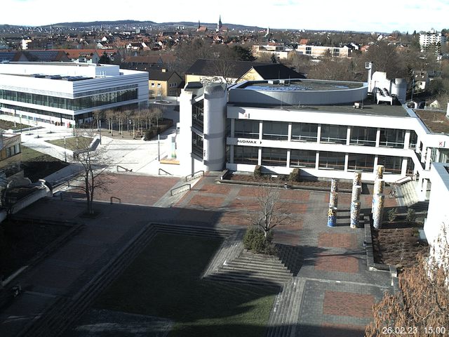 Foto der Webcam: Verwaltungsgeb&auml;ude, Innenhof mit Audimax, H&ouml;rsaal-Geb&auml;ude 1