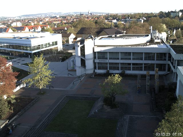 Foto der Webcam: Verwaltungsgeb&auml;ude, Innenhof mit Audimax, H&ouml;rsaal-Geb&auml;ude 1