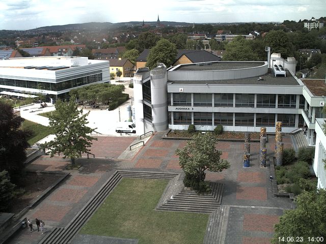 Foto der Webcam: Verwaltungsgebäude, Innenhof mit Audimax, Hörsaal-Gebäude 1