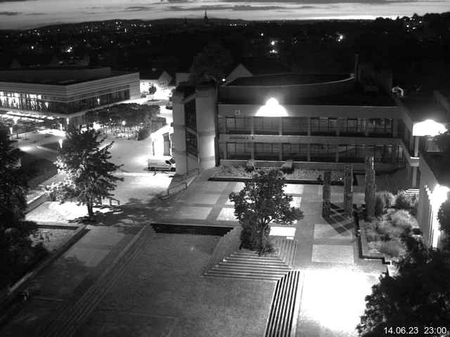 Foto der Webcam: Verwaltungsgebäude, Innenhof mit Audimax, Hörsaal-Gebäude 1