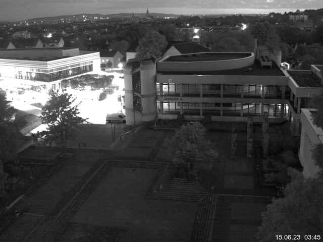 Foto der Webcam: Verwaltungsgebäude, Innenhof mit Audimax, Hörsaal-Gebäude 1