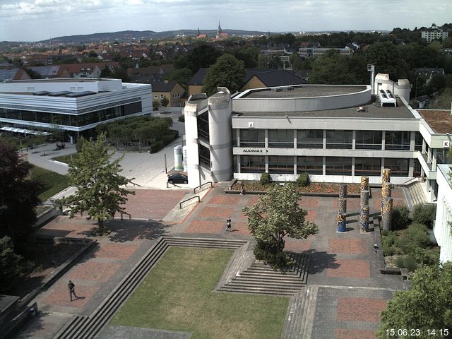 Foto der Webcam: Verwaltungsgebäude, Innenhof mit Audimax, Hörsaal-Gebäude 1