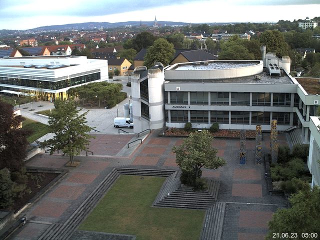 Foto der Webcam: Verwaltungsgebäude, Innenhof mit Audimax, Hörsaal-Gebäude 1