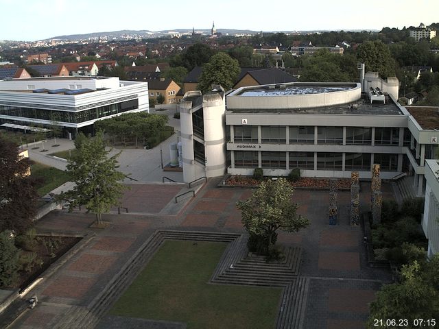 Foto der Webcam: Verwaltungsgebäude, Innenhof mit Audimax, Hörsaal-Gebäude 1