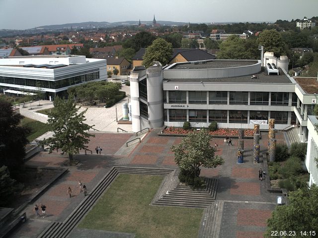 Foto der Webcam: Verwaltungsgebäude, Innenhof mit Audimax, Hörsaal-Gebäude 1