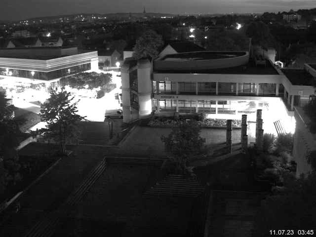 Foto der Webcam: Verwaltungsgebäude, Innenhof mit Audimax, Hörsaal-Gebäude 1