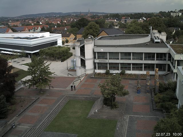 Foto der Webcam: Verwaltungsgebäude, Innenhof mit Audimax, Hörsaal-Gebäude 1