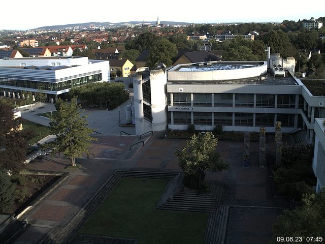 Foto der Webcam: Verwaltungsgeb&auml;ude, Innenhof mit Audimax, H&ouml;rsaal-Geb&auml;ude 1