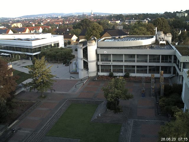 Foto der Webcam: Verwaltungsgebäude, Innenhof mit Audimax, Hörsaal-Gebäude 1