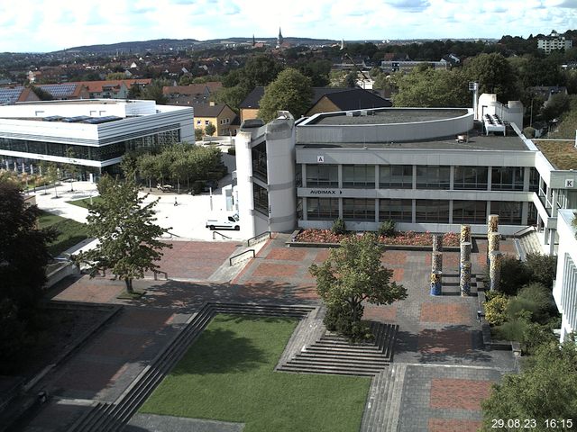 Foto der Webcam: Verwaltungsgeb&auml;ude, Innenhof mit Audimax, H&ouml;rsaal-Geb&auml;ude 1