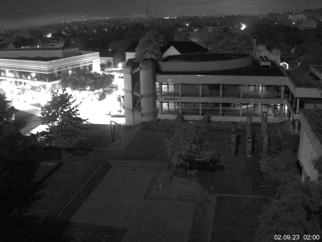 Foto der Webcam: Verwaltungsgebäude, Innenhof mit Audimax, Hörsaal-Gebäude 1