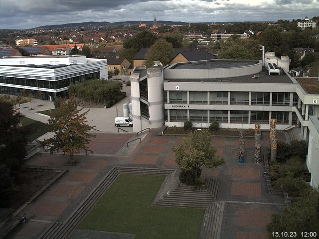 Foto der Webcam: Verwaltungsgebäude, Innenhof mit Audimax, Hörsaal-Gebäude 1