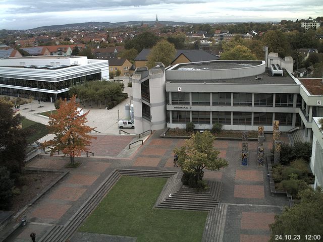 Foto der Webcam: Verwaltungsgebäude, Innenhof mit Audimax, Hörsaal-Gebäude 1