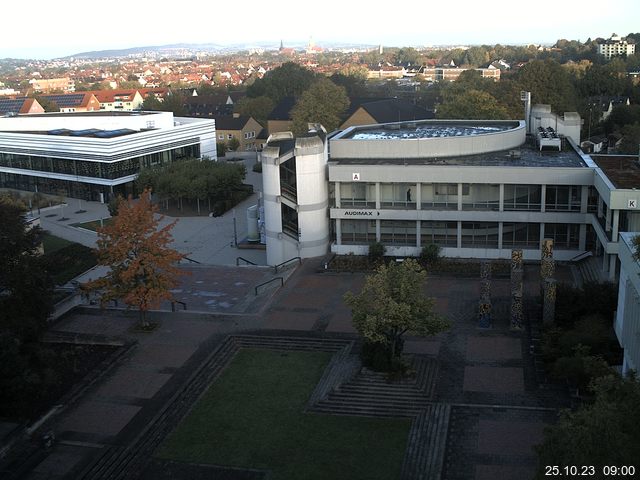 Foto der Webcam: Verwaltungsgebäude, Innenhof mit Audimax, Hörsaal-Gebäude 1