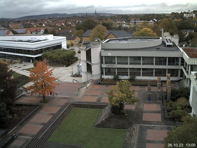 Foto der Webcam: Verwaltungsgebäude, Innenhof mit Audimax, Hörsaal-Gebäude 1