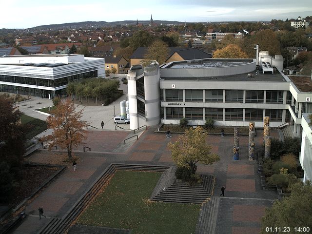 Foto der Webcam: Verwaltungsgebäude, Innenhof mit Audimax, Hörsaal-Gebäude 1