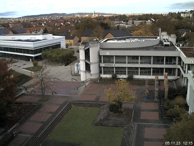 Foto der Webcam: Verwaltungsgebäude, Innenhof mit Audimax, Hörsaal-Gebäude 1