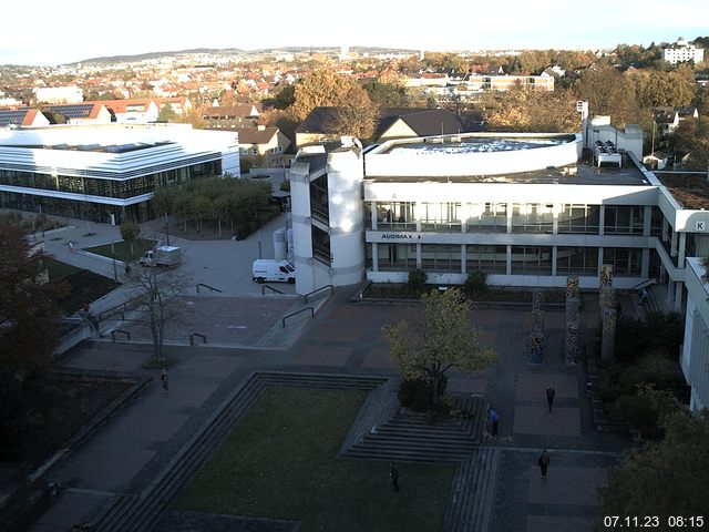 Foto der Webcam: Verwaltungsgebäude, Innenhof mit Audimax, Hörsaal-Gebäude 1