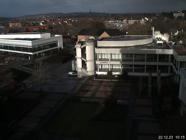 Foto der Webcam: Verwaltungsgebäude, Innenhof mit Audimax, Hörsaal-Gebäude 1