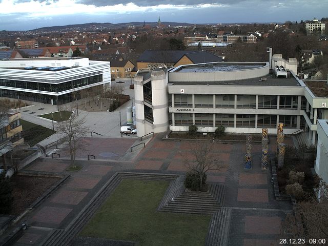 Foto der Webcam: Verwaltungsgebäude, Innenhof mit Audimax, Hörsaal-Gebäude 1