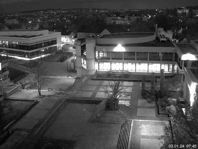 Foto der Webcam: Verwaltungsgebäude, Innenhof mit Audimax, Hörsaal-Gebäude 1