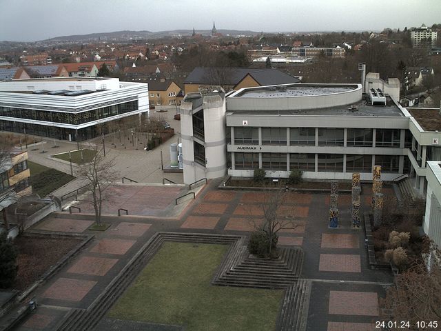 Foto der Webcam: Verwaltungsgebäude, Innenhof mit Audimax, Hörsaal-Gebäude 1