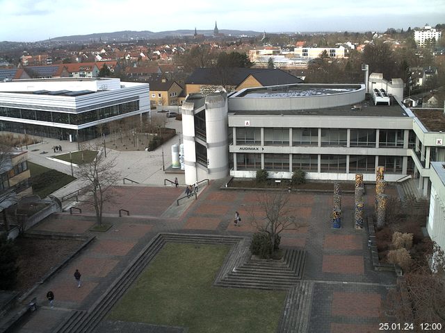 Foto der Webcam: Verwaltungsgebäude, Innenhof mit Audimax, Hörsaal-Gebäude 1