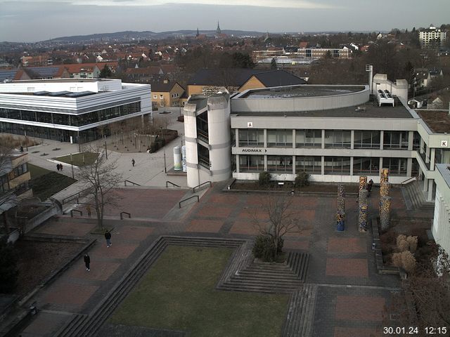 Foto der Webcam: Verwaltungsgebäude, Innenhof mit Audimax, Hörsaal-Gebäude 1