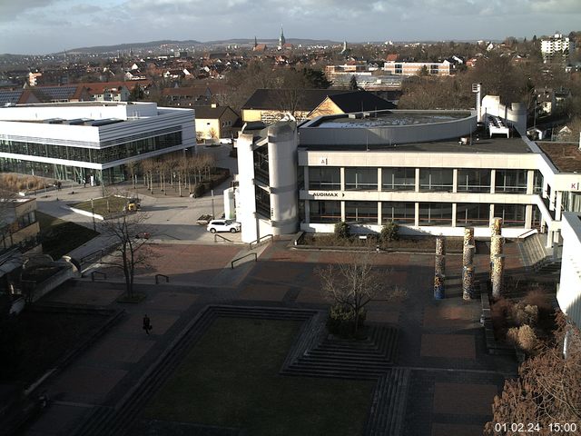Foto der Webcam: Verwaltungsgeb&auml;ude, Innenhof mit Audimax, H&ouml;rsaal-Geb&auml;ude 1