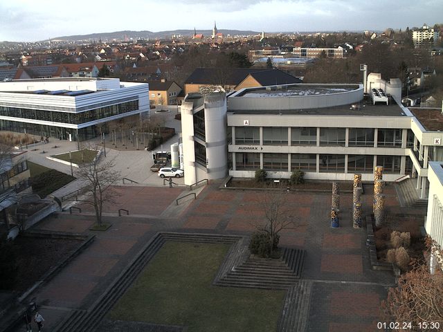 Foto der Webcam: Verwaltungsgeb&auml;ude, Innenhof mit Audimax, H&ouml;rsaal-Geb&auml;ude 1