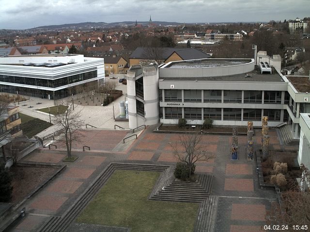 Foto der Webcam: Verwaltungsgeb&auml;ude, Innenhof mit Audimax, H&ouml;rsaal-Geb&auml;ude 1