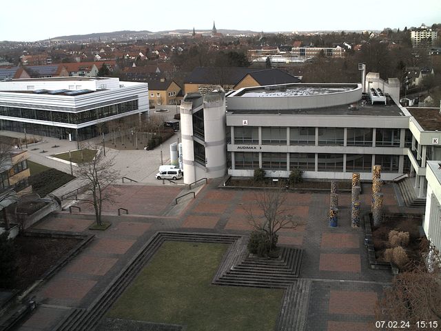 Foto der Webcam: Verwaltungsgeb&auml;ude, Innenhof mit Audimax, H&ouml;rsaal-Geb&auml;ude 1