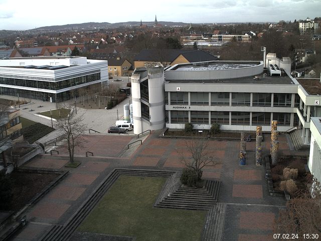 Foto der Webcam: Verwaltungsgeb&auml;ude, Innenhof mit Audimax, H&ouml;rsaal-Geb&auml;ude 1