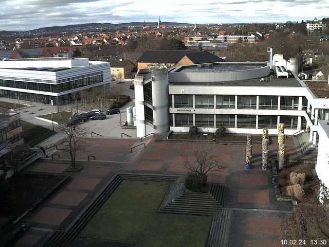 Foto der Webcam: Verwaltungsgeb&auml;ude, Innenhof mit Audimax, H&ouml;rsaal-Geb&auml;ude 1