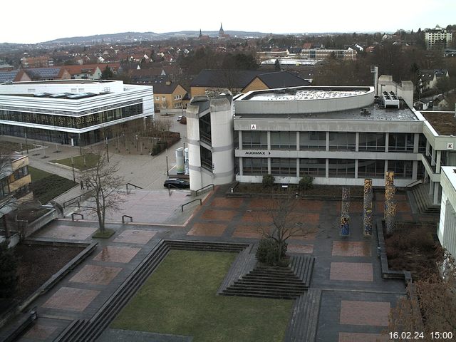 Foto der Webcam: Verwaltungsgeb&auml;ude, Innenhof mit Audimax, H&ouml;rsaal-Geb&auml;ude 1